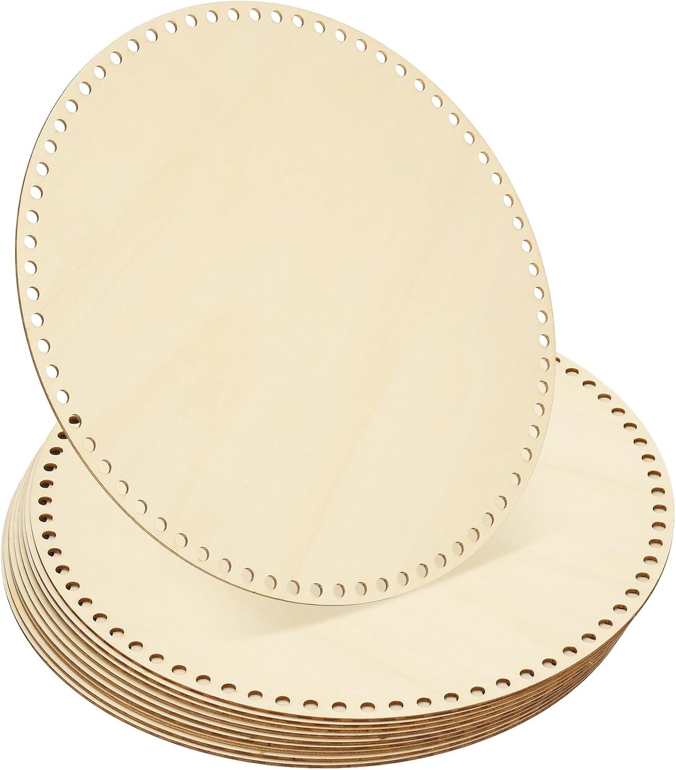 PATIKIL 12 Inch Crochet Basket Base, 10 Pcs Basket Bottoms Round Wood Base Shaper Bag Making Supplies Weaving Knitting Kit for Crochet Shoulder Bag Handbag Purse Craft