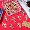 SUNNYCLUE 1 Box 24Pcs Cross Charms Baroque Style Golden Alloy Cross Bead Charms Bulk Rhinestone Easter Micro Pave Cubic Zirconia Crucifix Charm for Jewelry Making Charms DIY Necklace Craft Supplies #2