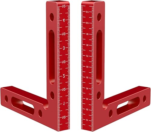 2 cuadrados de posicionamiento de aleación de aluminio de 90 grados, abrazaderas de ángulo recto de 4.7 x 4.7 pulgadas, herramienta de carpintería