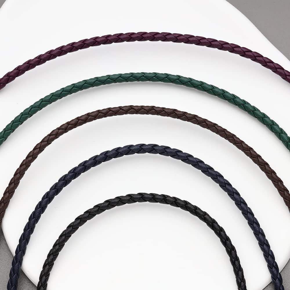 Echt leder Halskette 2.5mm/3mm breit geflochten Lederkette Lederband 45-60cm wählbar 925 Sterling Silber Vers chluss Damen Herren für DIY Anhänger Schmuck mit Geschenkbox