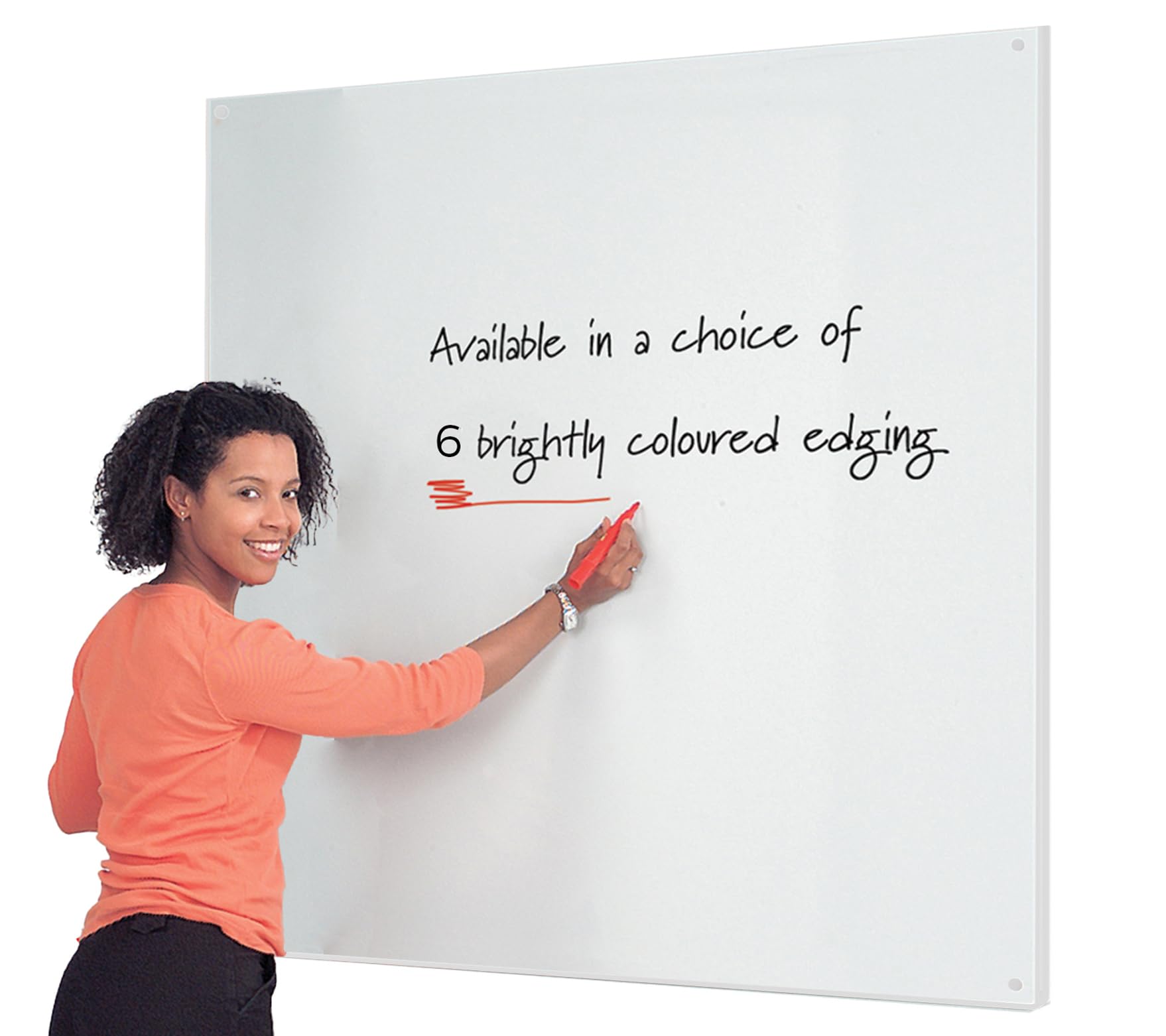 Wonderwall Frameless Double-Sided Whiteboard |Dry-Wipe Surface 120 x 120cm with Contoured Coloured Edging| 6 Colours Available Including (White Trim) - for Schools, Offices & Industry โ image 1