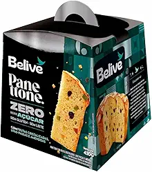 Panetone Sem Açúcar Sem Glúten Sem Leite com Frutas Cristalizadas, Uvas Passas e Amêndoas Belive 420g