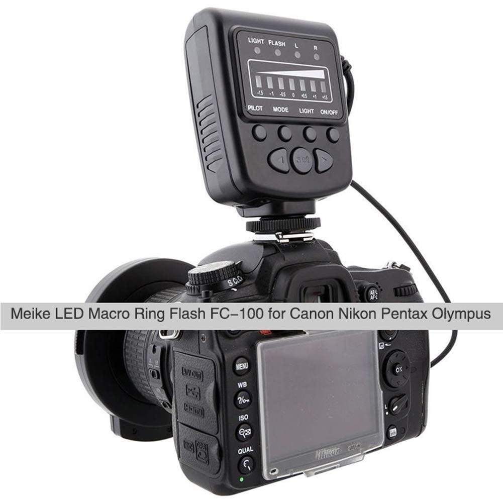 Meike LED Macro Anello Flash Light FC-100 per Canon Nikon Pentax Olympus DSLR Camera Camcorder con anelli adattatori