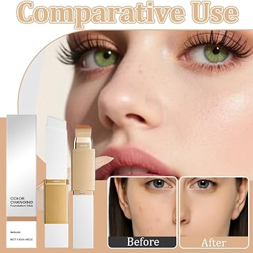 Korean Color Changing Foundation Stick,2 in 1 with Brush Head,For All Skin Types,Full to Medium Coverage Foundation Makeup (Natural Color)