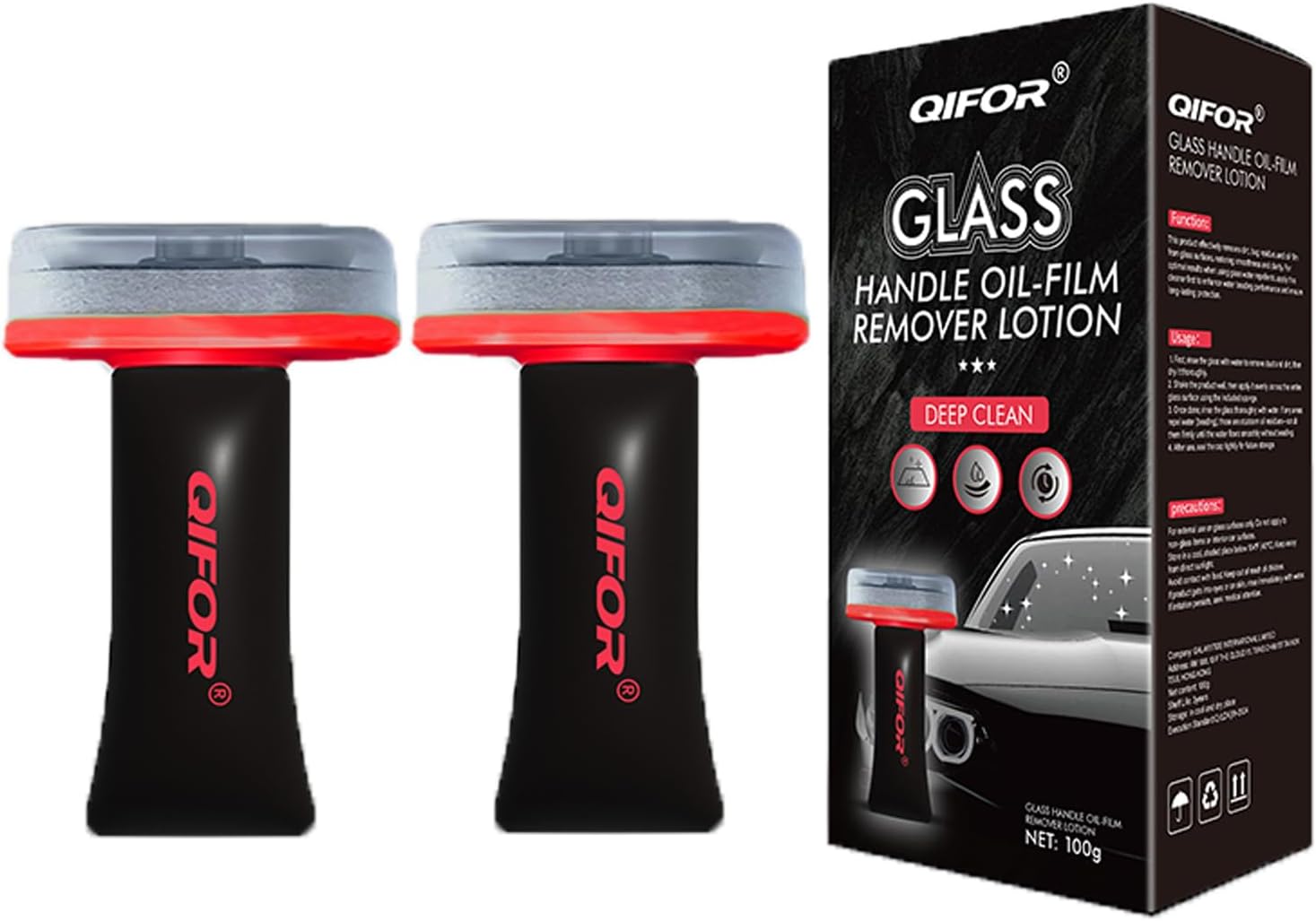 Oil Film Remover for Car Windshields and Windows, Automotive Glass Cleaner for Oil Residue & Road Grime, Improves Visibility & Safe Driving (2 PCS)