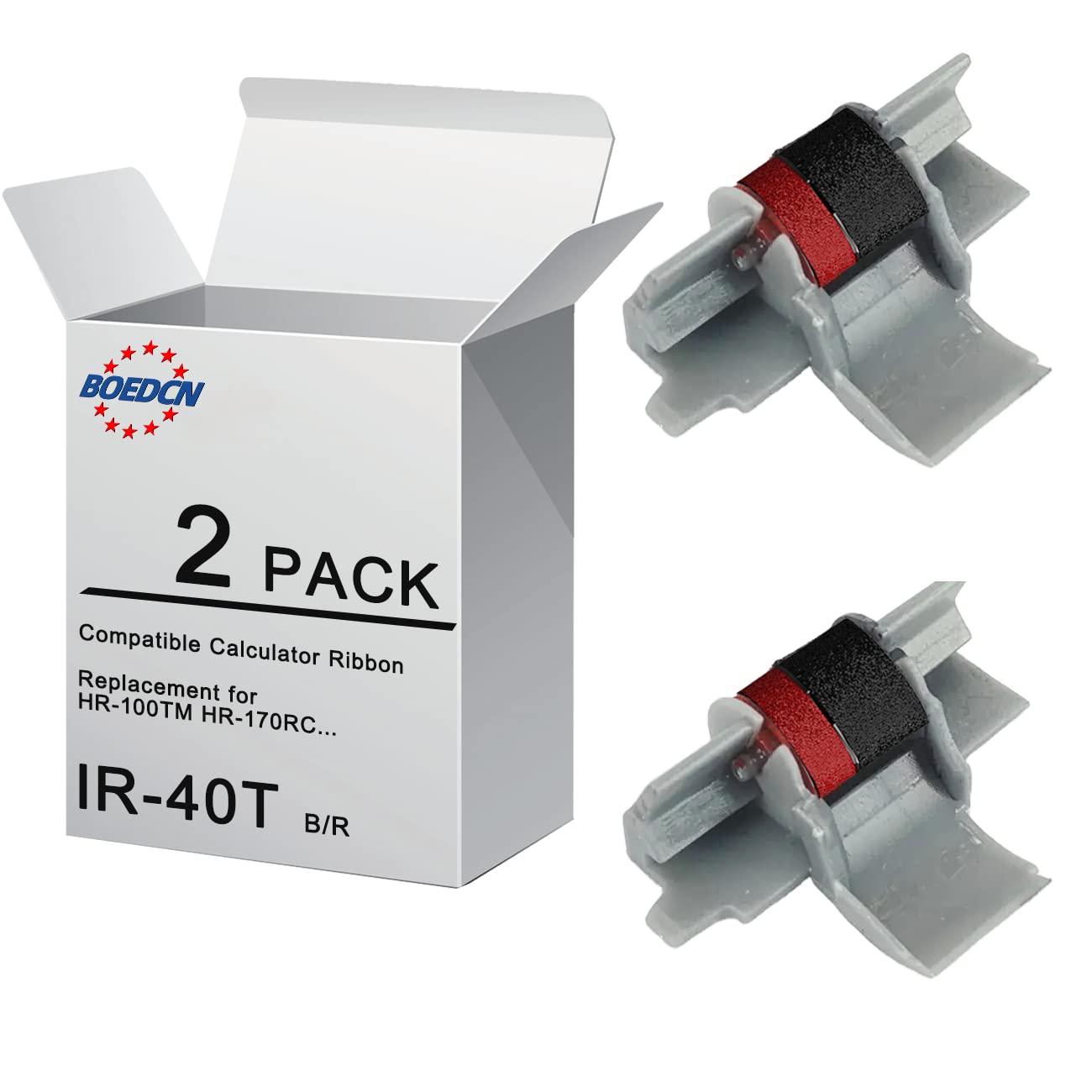 BOEDCN 2 Pack Compatible Calculator Ribbon Replacement for Casio hr