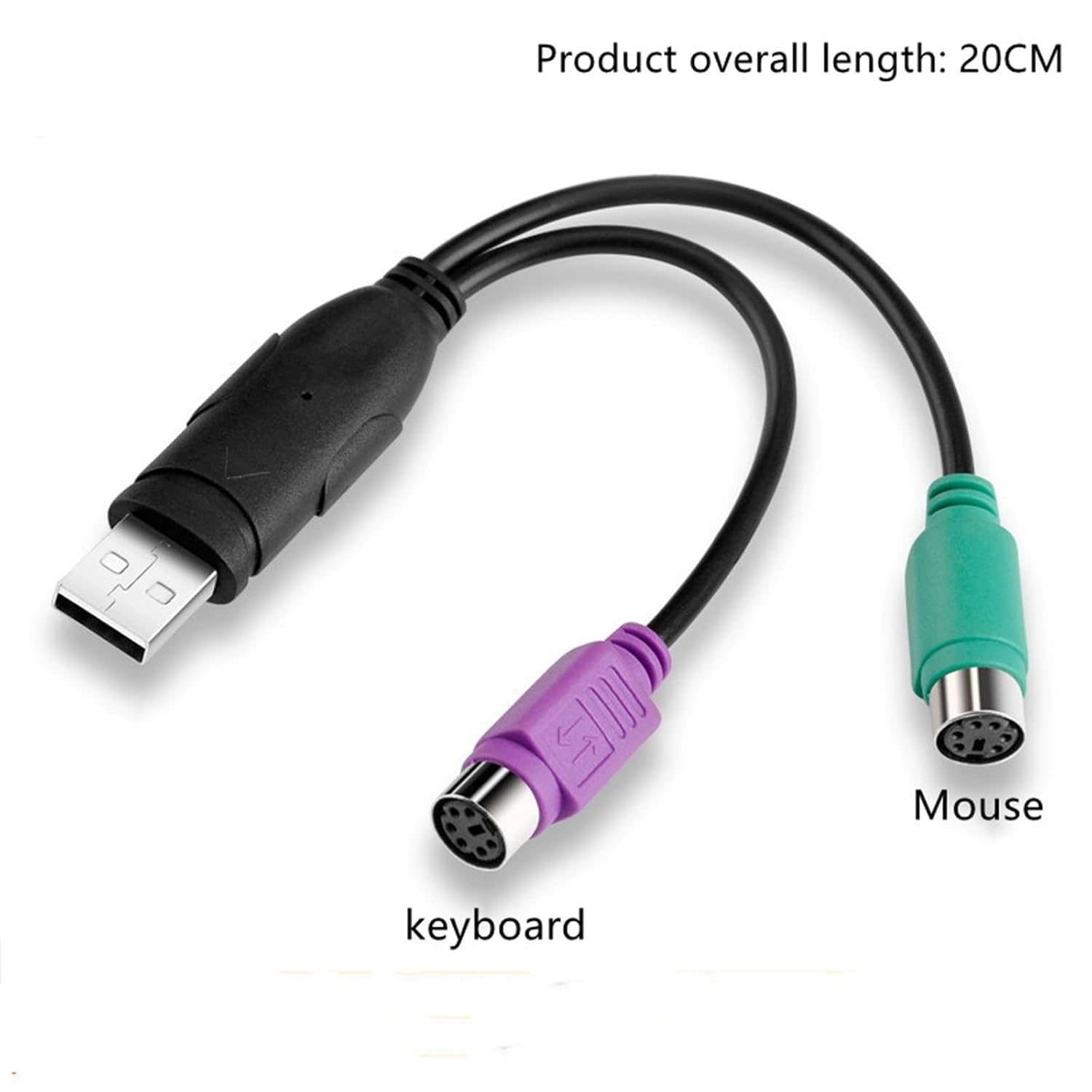 USB Male to 2*Din Female 6 Pin Splitter Mouse Keyboard Converter Extension Cable 20CM