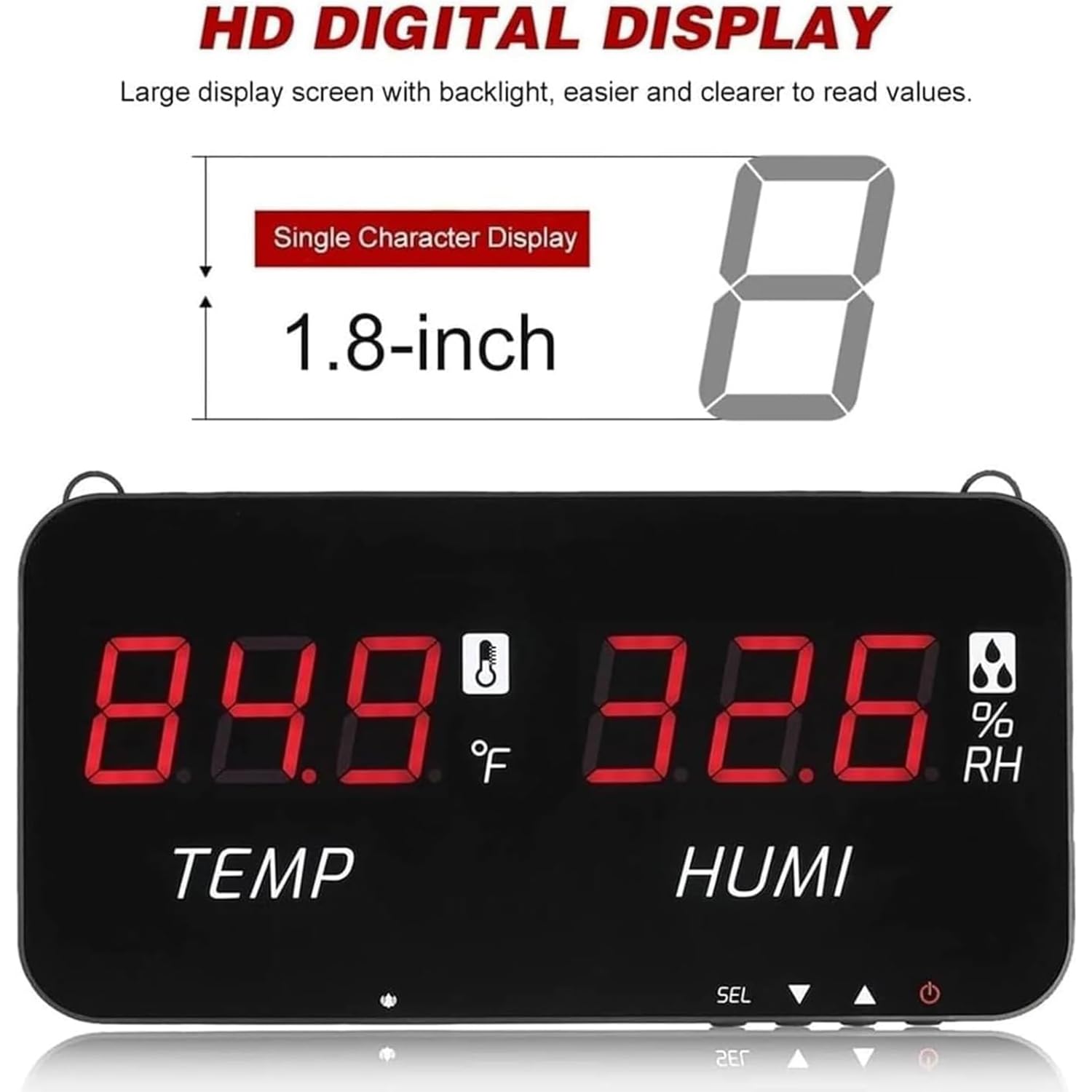 TsoLay Termoigrometro Digitale, Misuratore di Temperatura Intelligente -20℃-80℃ (-4℉-176℉) con Sonda Esterna da 5 M, Display Digitale a Tubo Singolo da 1,8", per Uso Agricolo Industriale