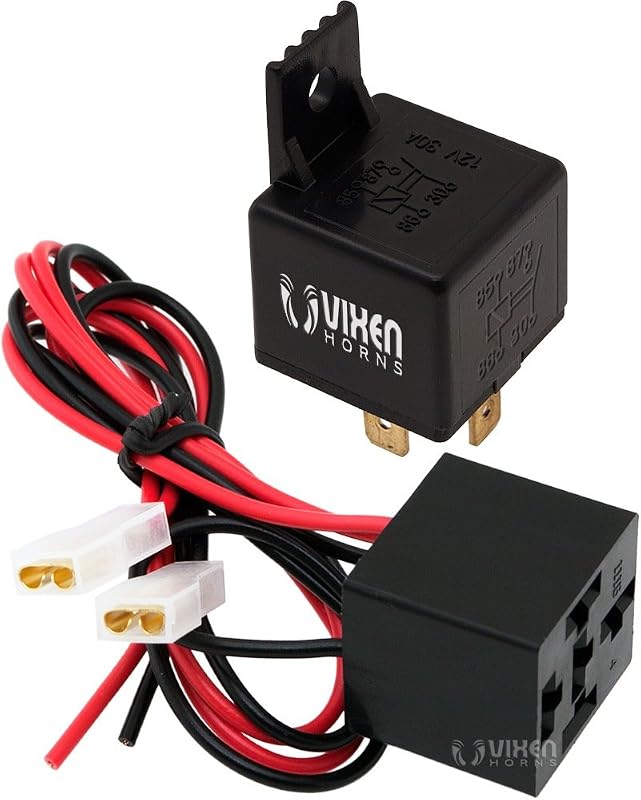 Relé de buzina Vixen Horns 4 pinos 30 A/12 V com soquete pré-cabeado VXK7801 – 1 unidade