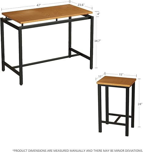 Miniatura 30 de AWQM Juego de mesa de comedor para cocina, sala de estar, bar, color marrón industrial café industrial,Negro-2,Beige (Style 2-Beige),Estilo