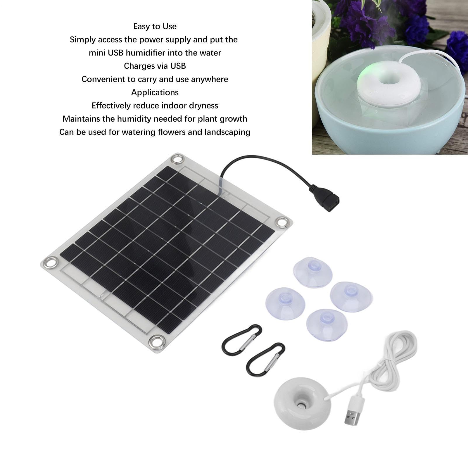 Schwimmender Zerstäuber, 20 W, tragbarer Sprühwasserbefeuchter, kompakter Mini-Solar-Luftbefeuchter für Aquarium, Terrasse, Garten, Teichdekoration und Erfrischung im Freien