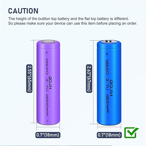 Miniatura 6 de Batería de iones de litio de 3.7 V 18650, batería recargable de capacidad real, 1800 mAh, paquete de 2 para faros, luces solares, controles remotos,