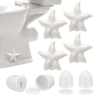Lewtemi 4 Pack Starfish Ceramic Toilet Bolt Covers & 4 Pack Universal Toilet Bolt Caps for Bottom of Toilets Cute Decorative Toilets Screw Cover Caps for Home Bathroom Decor Avoid Rusting