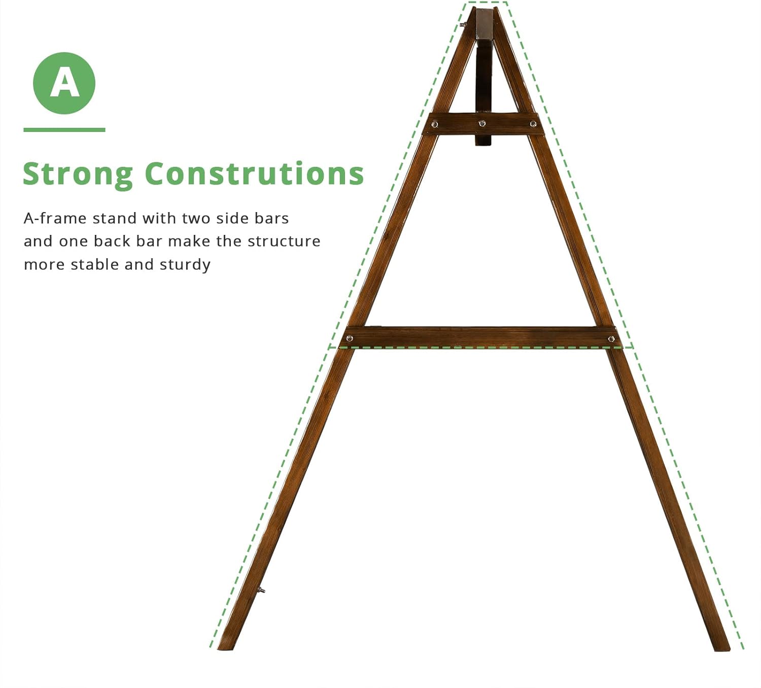 Outvita Porch Swing Stand, 67" Wooden Swing Frame with Extra Bottom Connection Board and Stable A Frame for Patio, Porch, Backyard 600lbs Capacity