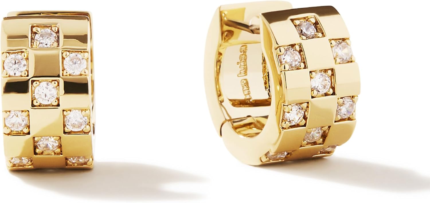 Ana Luisa Eden Kadın Küpeleri - Kalın 14 Ayar Altın Kaplama ve Gümüş Rodyum Kaplama, Kübik Zirkon Taşlı - Hipoalerjenik, Suya Dayanıklı, Kararma Yapmayan Zarif Kadın Küpeleri...