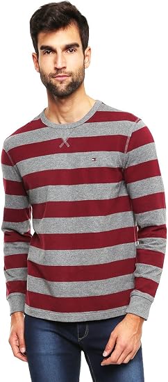 Tommy Hilfiger Playera a Rayas Manga Larga Playera para Hombre Gris Talla  42 : Amazon.com.mx: Ropa, Zapatos y Accesorios