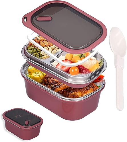 Miniatura 1 de Niiyen Lonchera de 40.6 fl oz de 2 capas de alimentos calientes con cuchara portátil para adultos, lonchera Bento para adultos, almacenamiento de