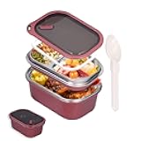 Niiyen Lunch Box 1200ml 2 Layers Hot Food Lunch Containers with Spoon Portable Adult Kids Bento Lunch Box Cold and Hot Food Storage for School Office Outdoor Travel