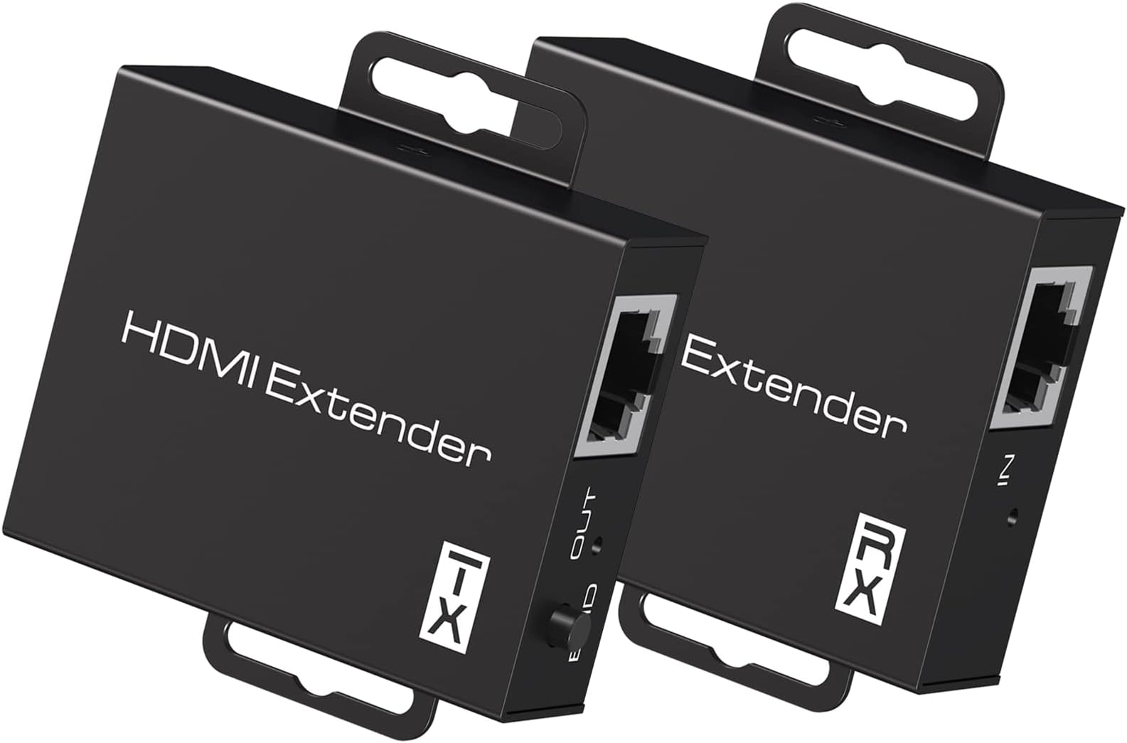 HDMI Extender Over Ethernet Cat5e/6 Up to 196Ft Adapter Converter Repeater Balun Transmitter Receiver Power Over Cat Support Full 1080p 3D POC HDCP EDID Copy from Displays