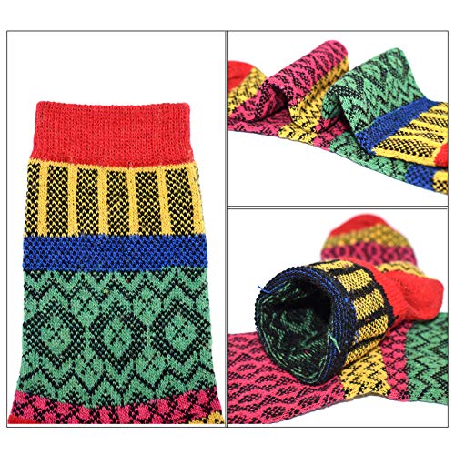 Yzkke 5Pack Womens Vintage Winter Soft Warm Thick Cold Knit Wool Crew Socks, Multicolor, Free Size #TOP1