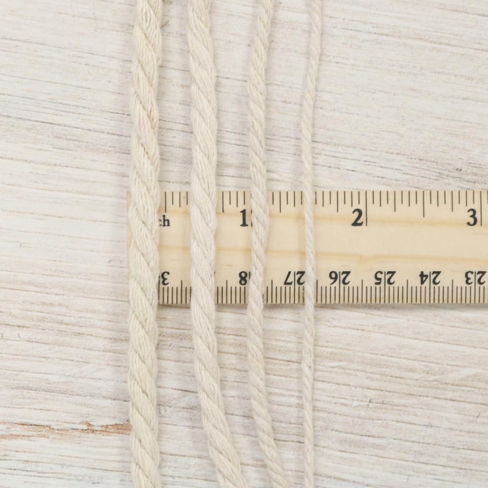 100% Cotton Macrame Rope – Natural Rope for Crafting and DIY – Free from Dyes and Synthetic Materials (4 mm - 50 Meters)