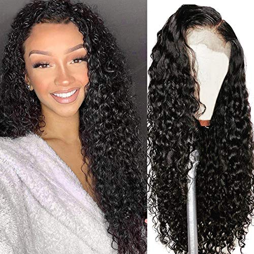 Deep Wave Lace Front Hair Wigs for Black Women 150% Density Brazilian Deep Wave 13x4 Lace Front Wig with Baby Hair Pre Plucked Bleached Knots (22inch)