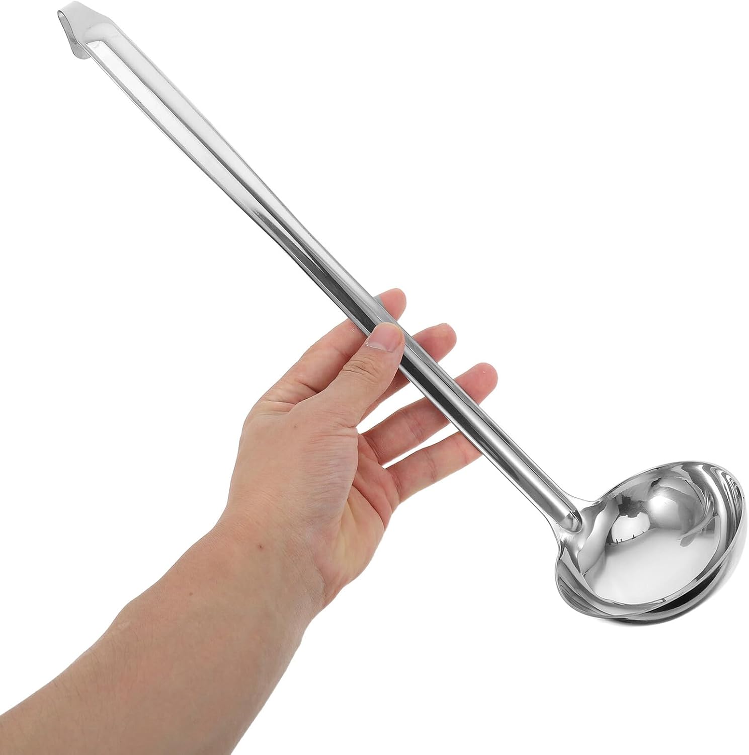 Stainless Steel Soup Ladle Spoon Long Handle with Hook, Heavy Duty