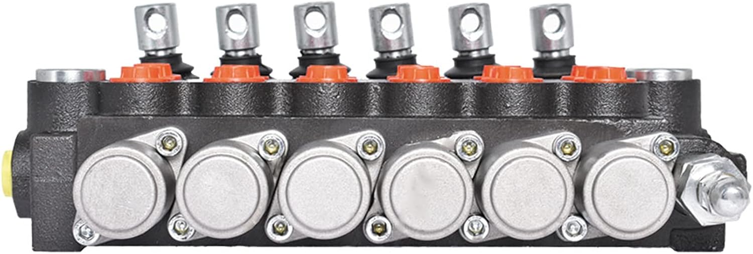 Marddpair ALL-CARB Hydraulic 6 Spool Directional Control Valve, Double Acting, 13GPM, 3600PSI, SAE Ports, Cast Iron Body