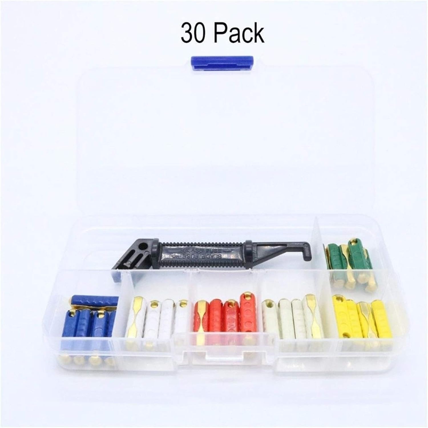 TMP1105 Durable 30 Pack Automotive European Car Blade Fuse Box Assortment Bakelite Auto Fuses 5-30Amp Auto Accessories, Army Green