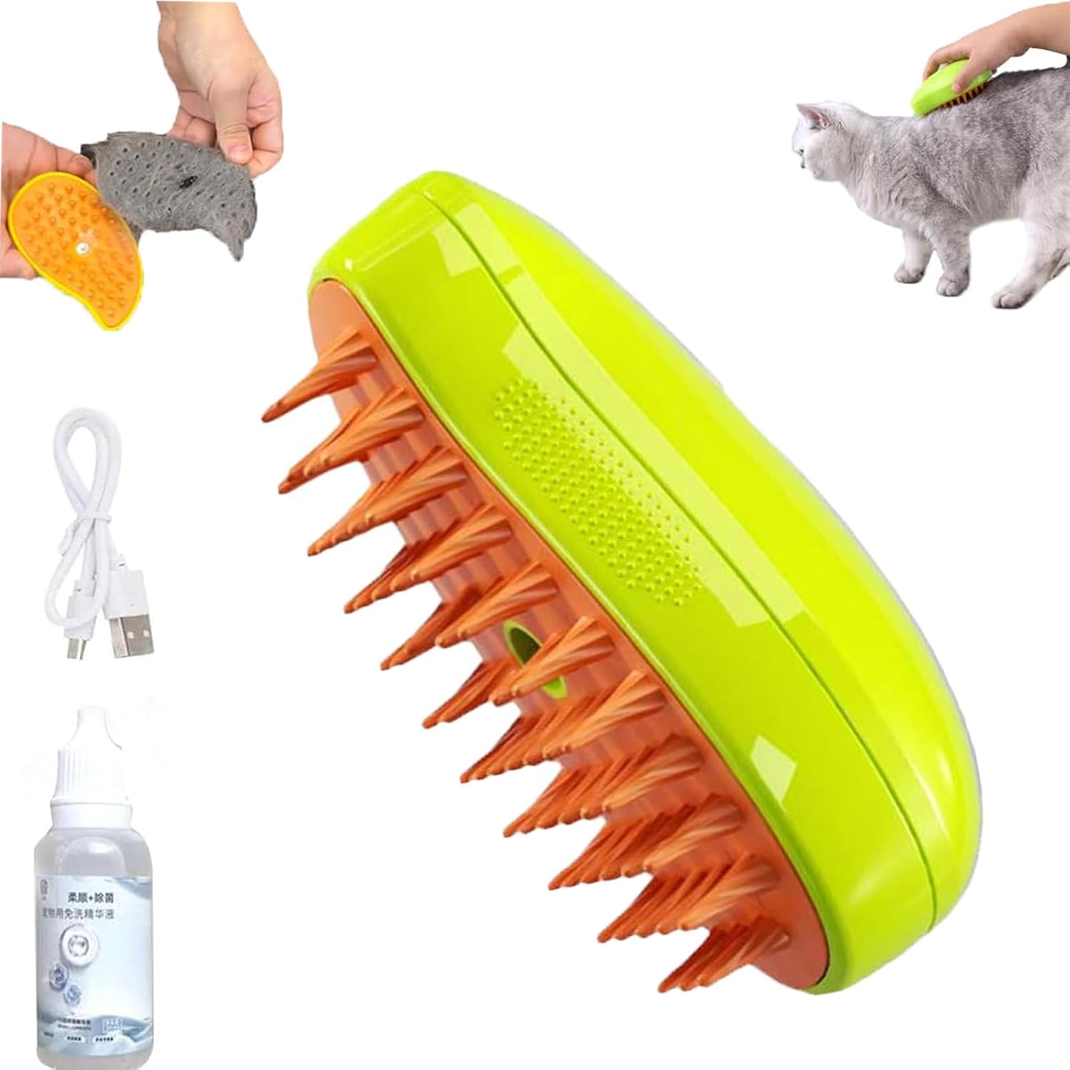 Steamy Cat Brush, 3 In1 Cat Steamy Brush, Steamy Cat Brush with Leave