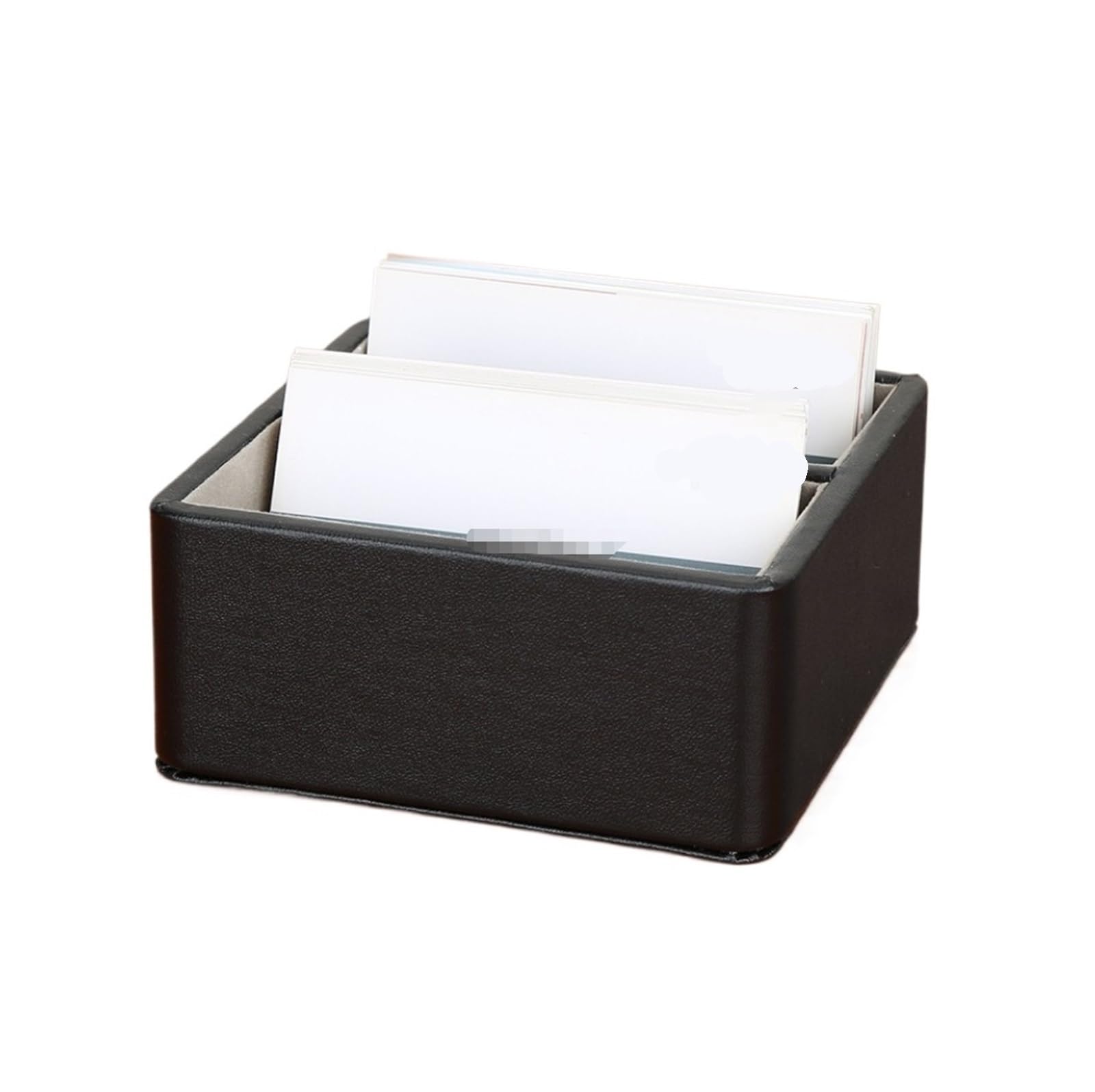 Dannmpx Black Business Card Holder Desktop Double Grid Business Card Holder Cards Organizer Box Office Accessory Organizer