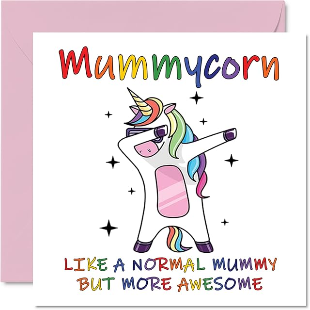 Mothers Day Cards for Mummy - Mummycorn - Mummy Birthday Card from Daughter Son, Happy Birthday Mummy, Mum Unicorn Birthday Card, 145mm x 145mm Seasonal Mama Mammy Mom Mommy Funny Greeting Cards