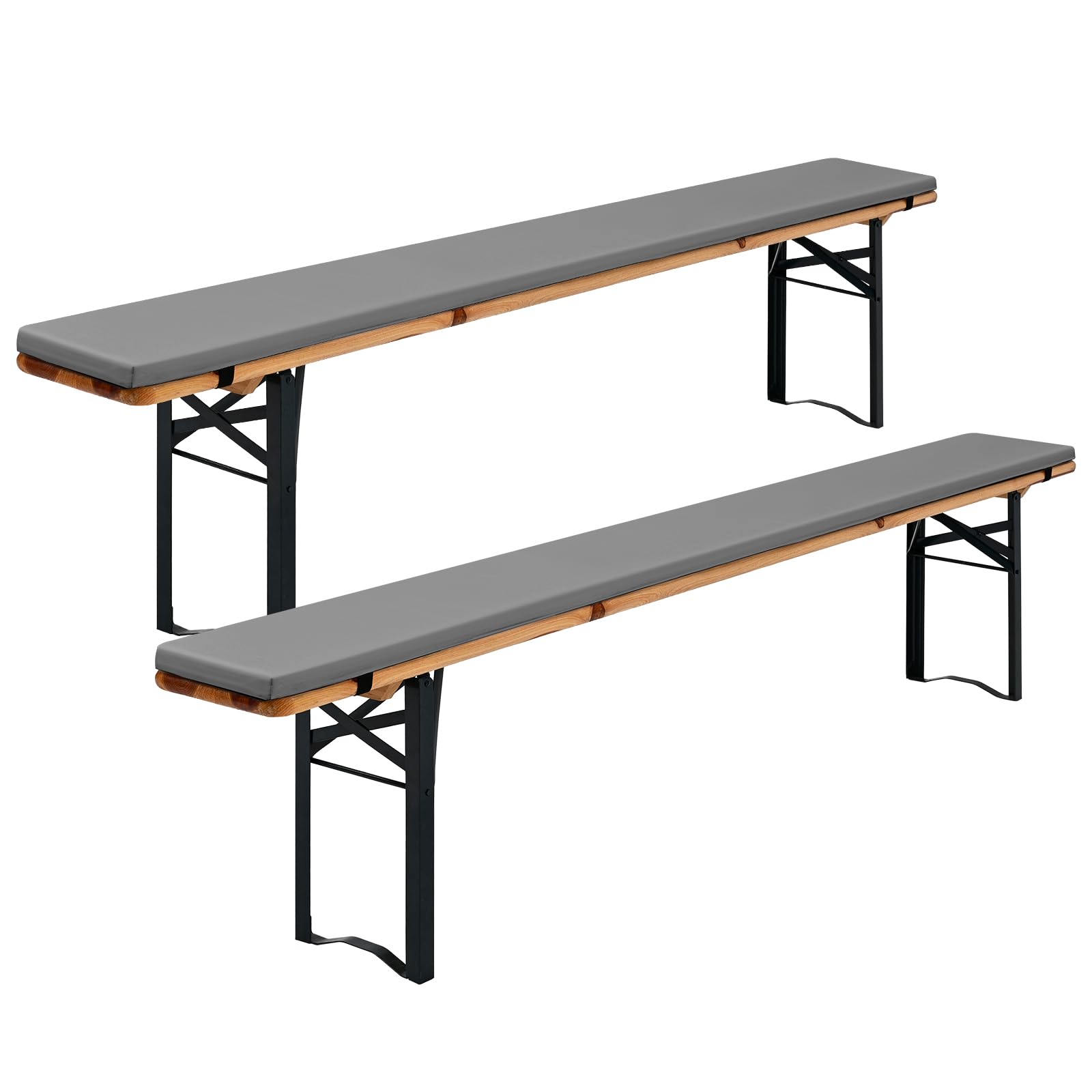 2 Packs Beer Bench Cushions Padded for Beer Tent Set Bench Cushion 220x25x3cm XL Washable Beer Bench Cushions Padded Cushion for Beer Table & Party Tent Set (Light Grey, Water-Repellent)-image-11