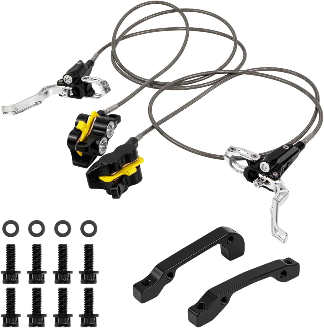 Hydraulic Disc Brake Set,Left Front 1110mm & Right Rear 1610mm,Brake Caliper Lever Assembly for Surron Light Bee/Light Bee X,Talaria XXX/Sting MX3/Sting R MX4,Segway X160/X260,Eride Pro SS