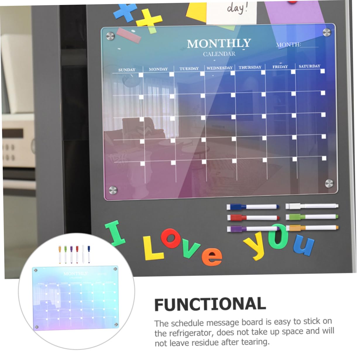 STOBOK Monatsplaner Trocken Abwischbar Aus Magnetischer Kühlschrankkalender Essensplanungstafel Monatliches Whiteboard Für Küchenplanung