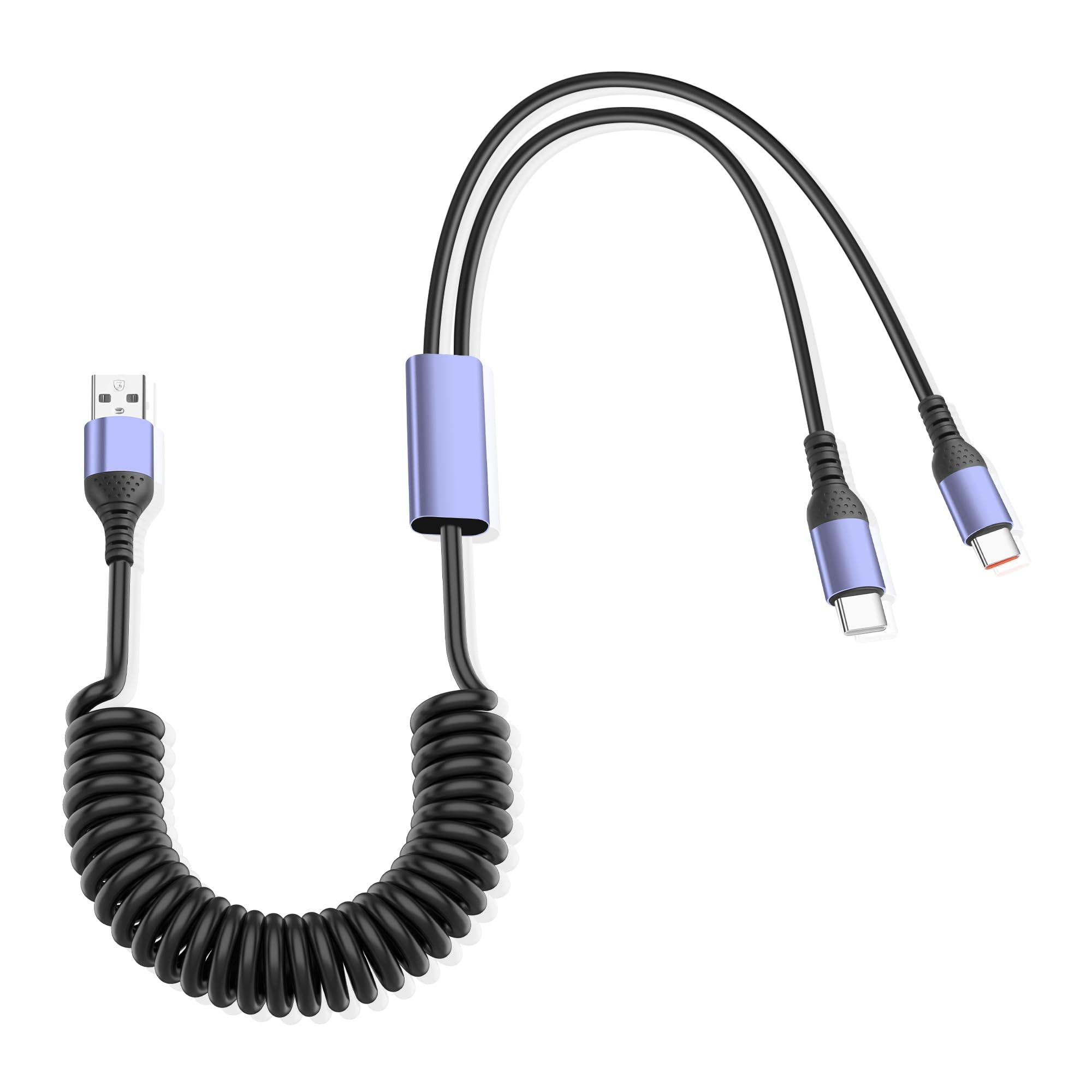 Amazon.com: JSADZKJ Coiled USB-C Splitter Cable USB-A to Dual USB