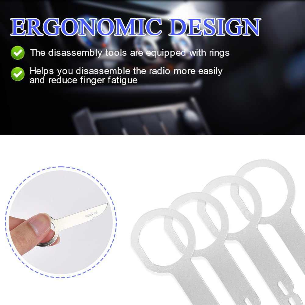 flintronic Auto Radio Rimozione Key, 4 Pezzi Chiavi di Sblocco per Autoradio, Estrattore Chiave di Smontare Autoradio Originale, Compatibili con Diverse Marche e Modelli