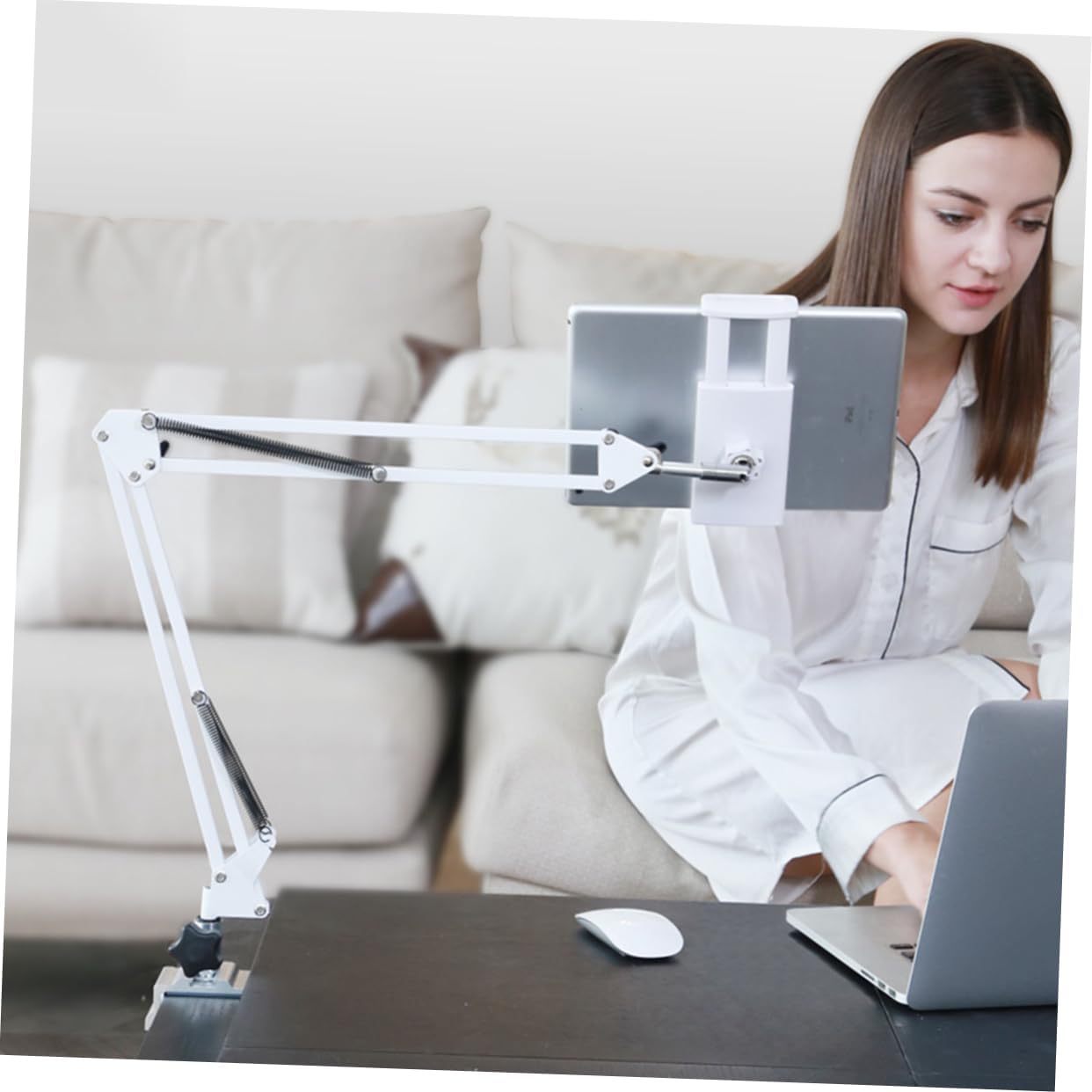 Tofficu Articulating Arm Phone Mount Long Arm Bracket for Phone Flexible Tablet Bracket Simple Installation