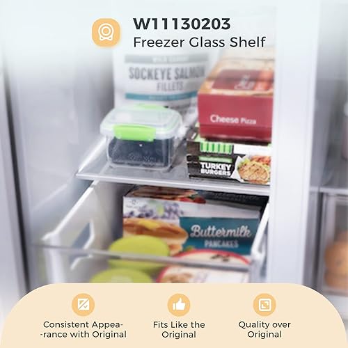 Miniatura 7 de W11130203 Estante de vidrio para congelador compatible con refrigerador Whirlpool, W10527849 W10773887 WPW10527849 Estante de vidrio templado para