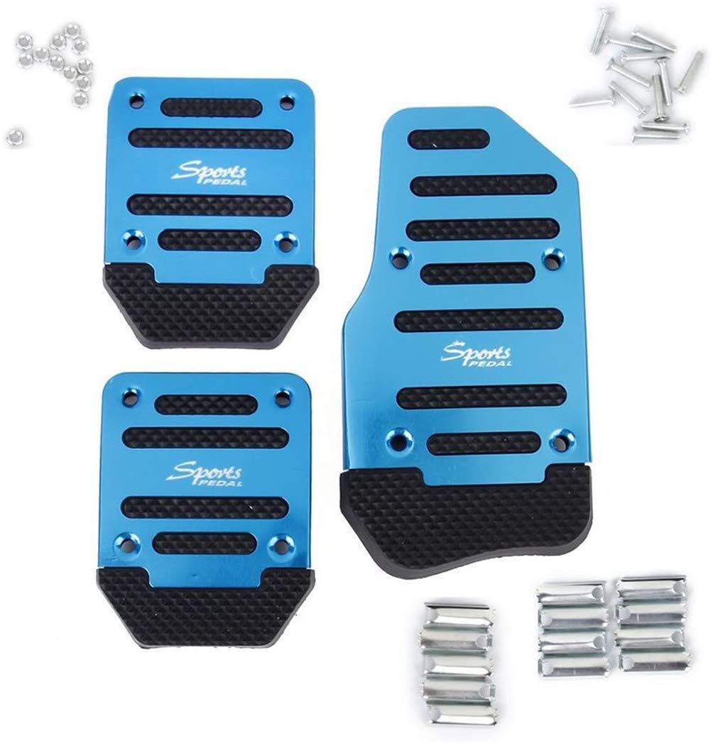 ZOOENIE 3pcs Universal Aluminium Manual Transmission Car Non-slip Pedal Manual Car Brake Clutch Accelerator Alloy Anti-slip Foot Pedal