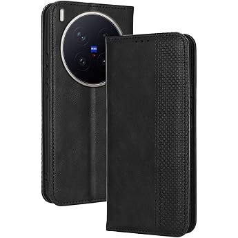 Topme Mobile Phone Case for Vivo X300 Pro 6.78 Inches Protective Case Leather Mobile Phone Case with Stylish Textured Card Slot Black