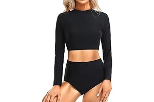 Sleek and Sun-Safe: Pinup Fashion UPF 50+ Two-Piece Rash Guard for Women