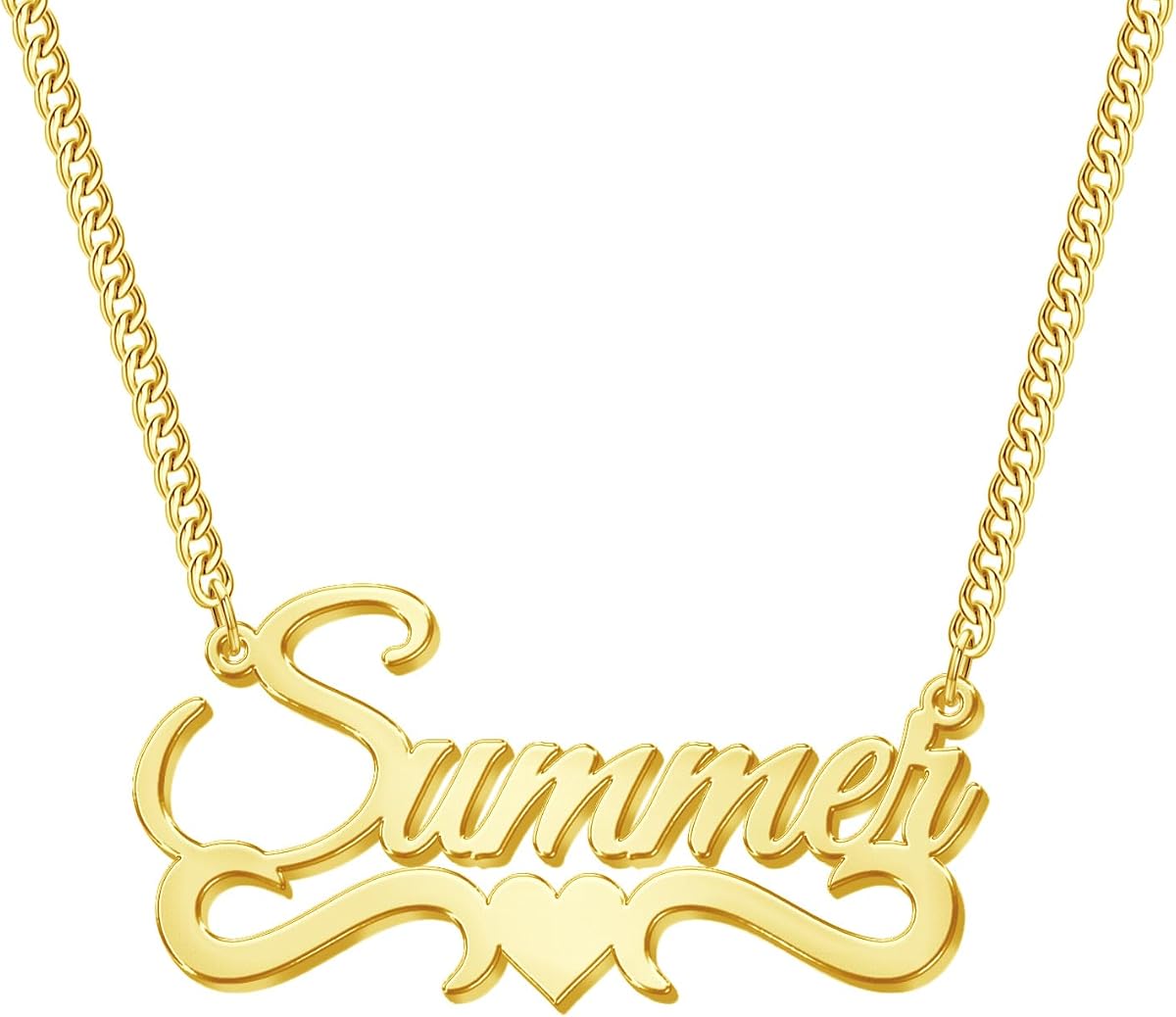 Name Necklace Personalized, 18K Gold Plated Custom Name Necklace Nameplate Pendant Jewelry Gift for Women, Girls