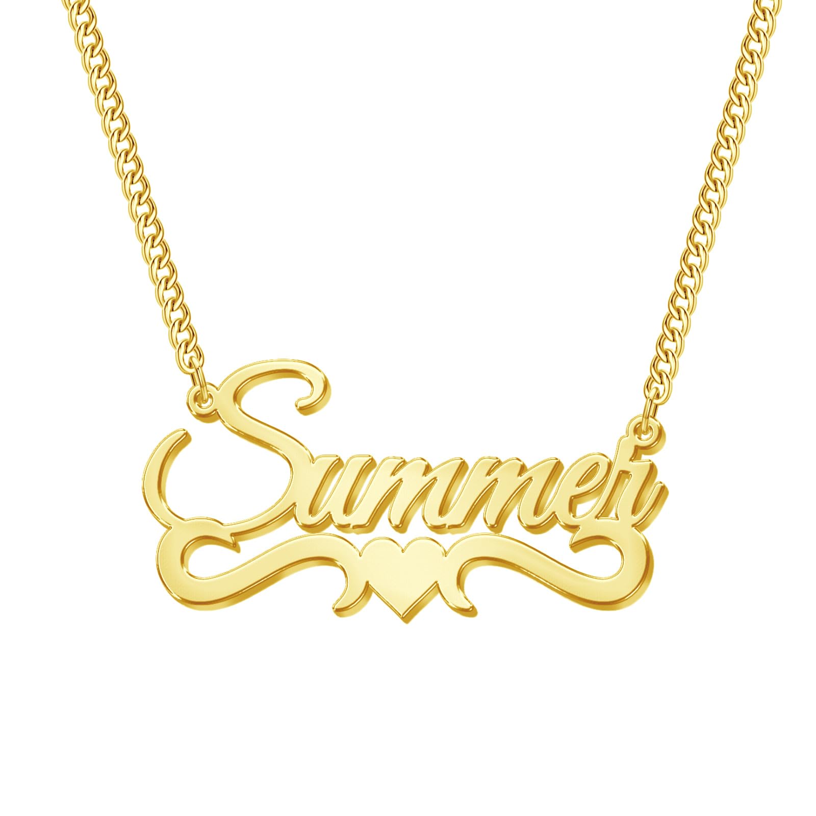 Novgarden Name Necklace Personalized, 18K Gold Plated Custom Name Necklace Nameplate Pendant Jewelry Gift for Women, Girls