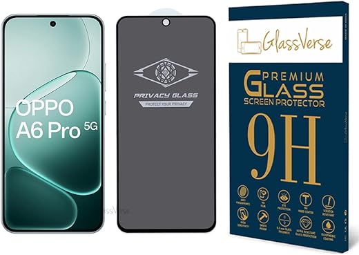 GlassVerse® Ultra Privacy Tempered Glass For OPPO A6 Pro 5g (PACK OF 1) with Free Installation Kit. Edge To Edge. (In-Scre...