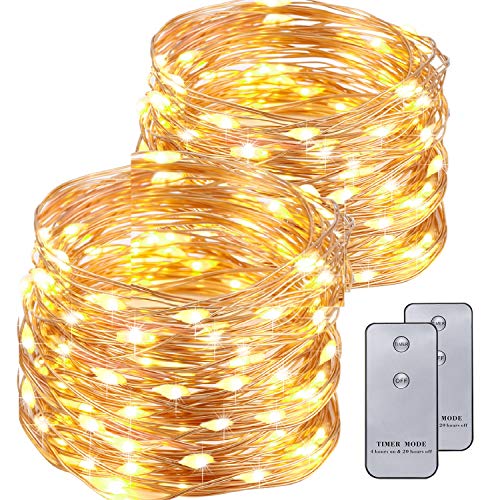 Kohree® 2 Guirlande Lumineuse Mini Guirlande LED a Pile Lumineuse Extérieur Intérieur 120LED 6M Fairy Lights Etanche Décoration Lumière pour Noël Mariage Soirée Maison Jardin [Classe énergétique A+++]