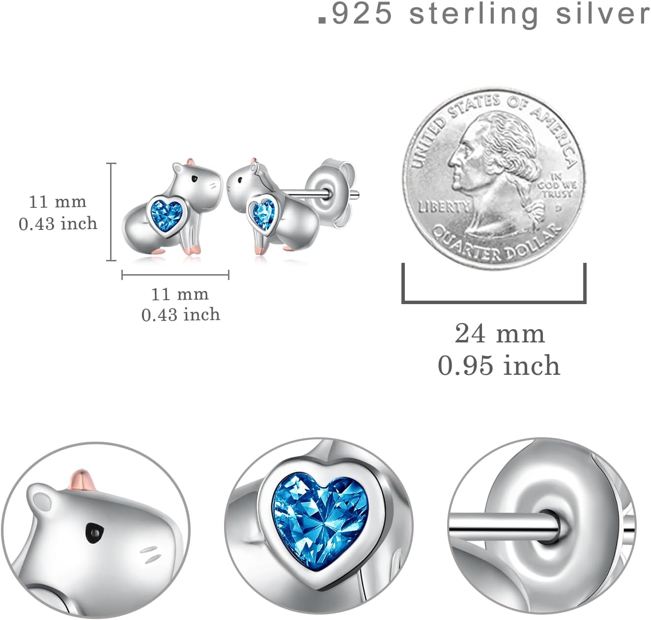 Capybara Gifts Capybara Earrings 925 Sterling Silver Lovely Capybara Stuff Birthday Gifts Jewelry Birthstone Earrings for Women - Image 6