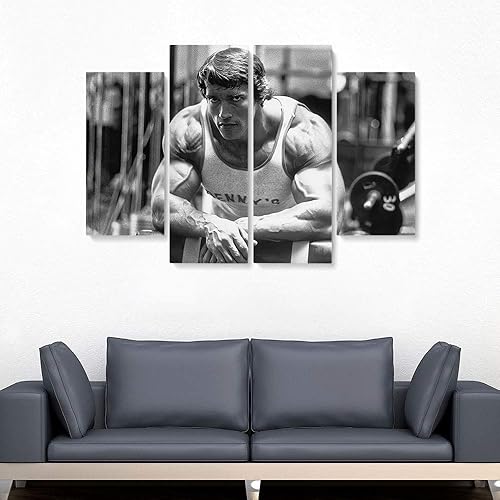 Arnold Schwarzenegger Bodybuilding Canvas Art Wall Art Home Decor - Various Sizes (4 Pieces Large)