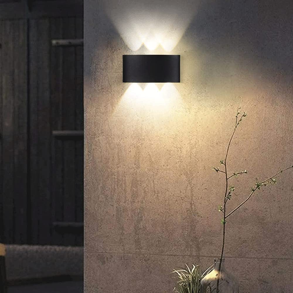 Lampa ścienna LED, zewnętrzna lampa ścienna LED 6 W, górne i dolne kinkiety oświetleniowe z odlewanego aluminium, ogród IP44 do korytarzy, pil