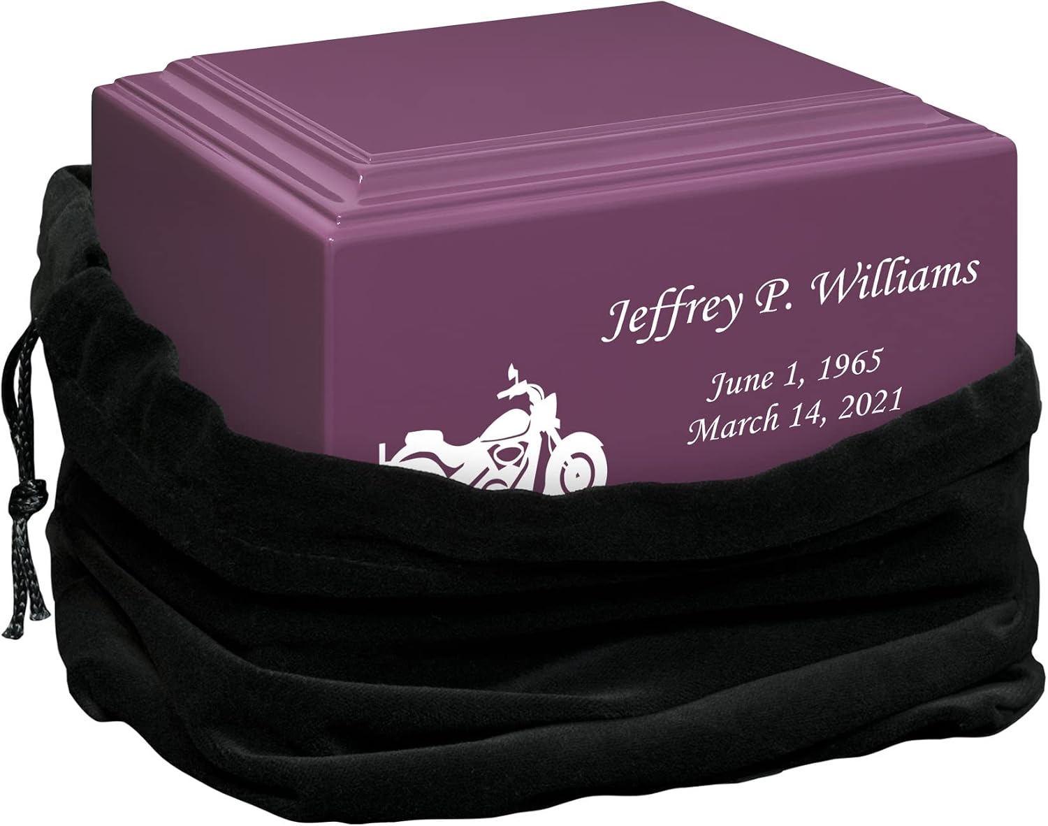 Stonewood Large Custom Engraved Motorcycle Cremation Urn for Human Ashes - Composite Wood Cremation Urn for Adult Ashes - 280 Cubic Inch Capacity -Personalization Included